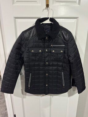 Marc Asher Men’s Black Quilted Sherpa Collar Jacket NWT M $119